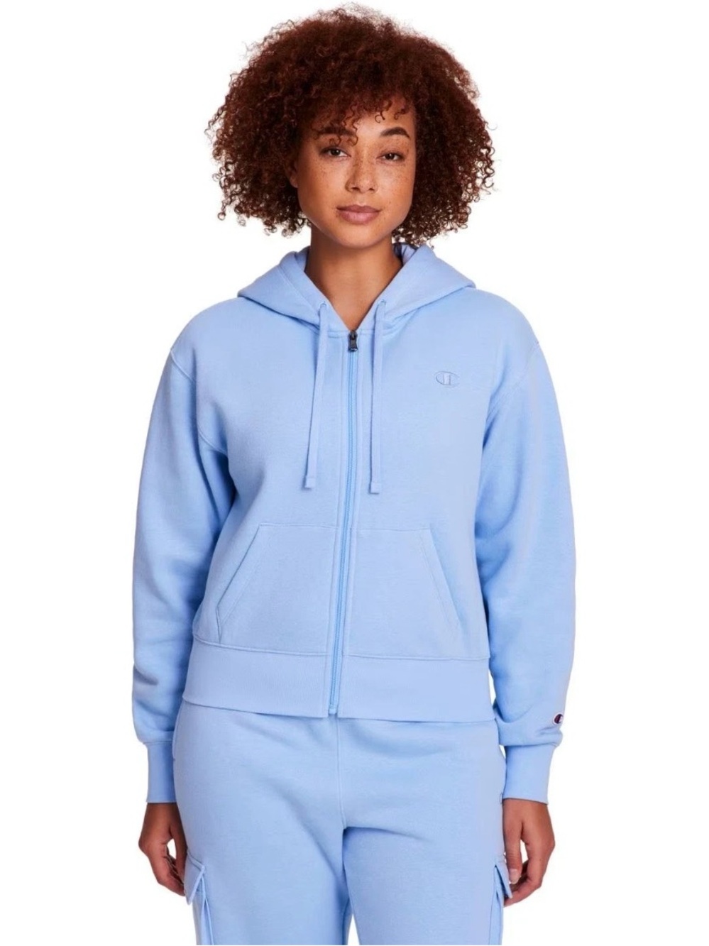 Champion Women's Sky Blue Full-Zip Hoodie